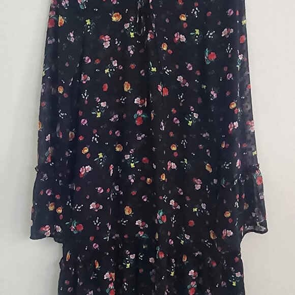 Banana Republic Black Floral Sheer Dot Dress Overlay - Size Large - Picture 5 of 5